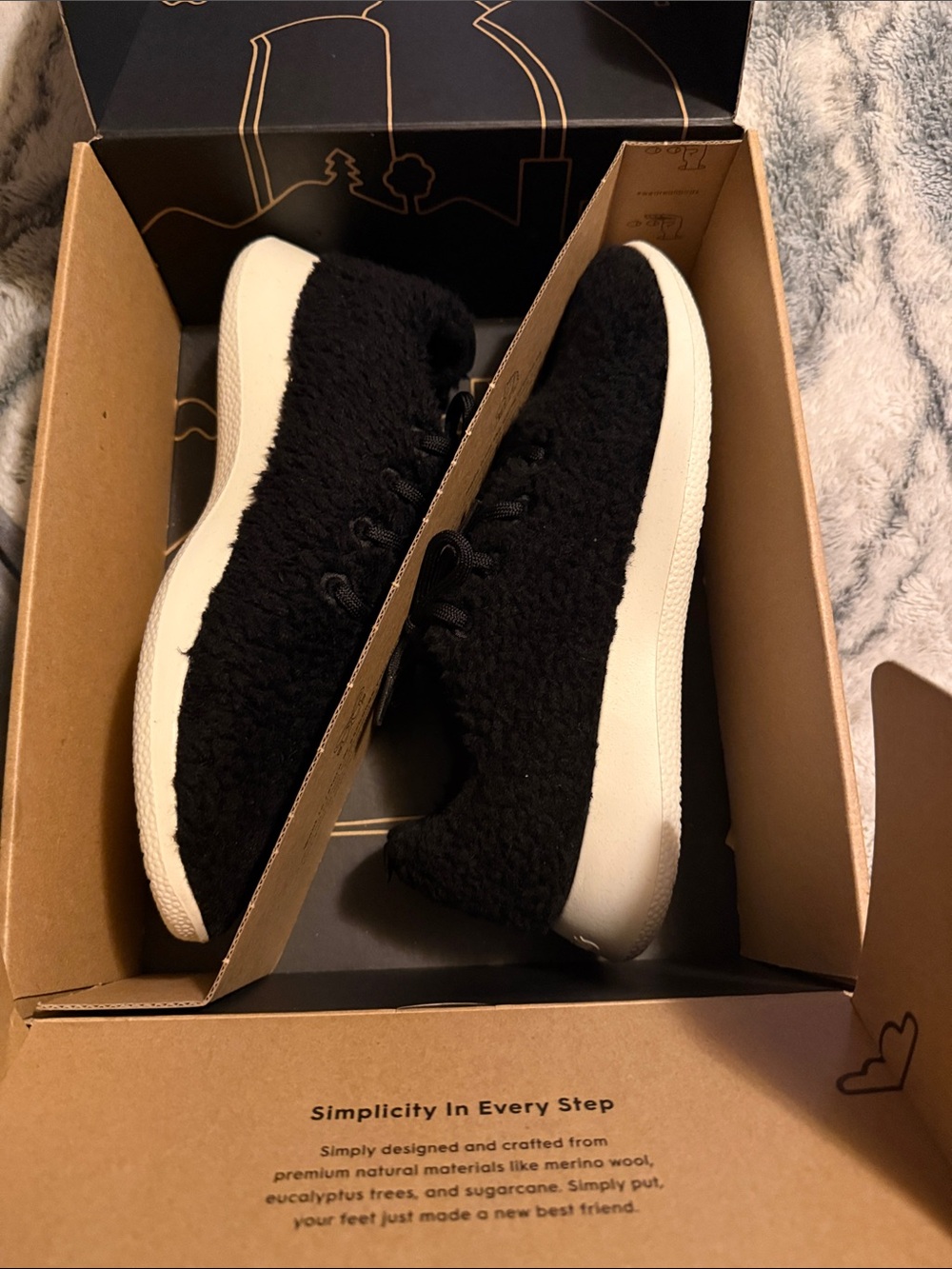 allbirds Black Sherpa Lace-Up Sneakers with White Sole